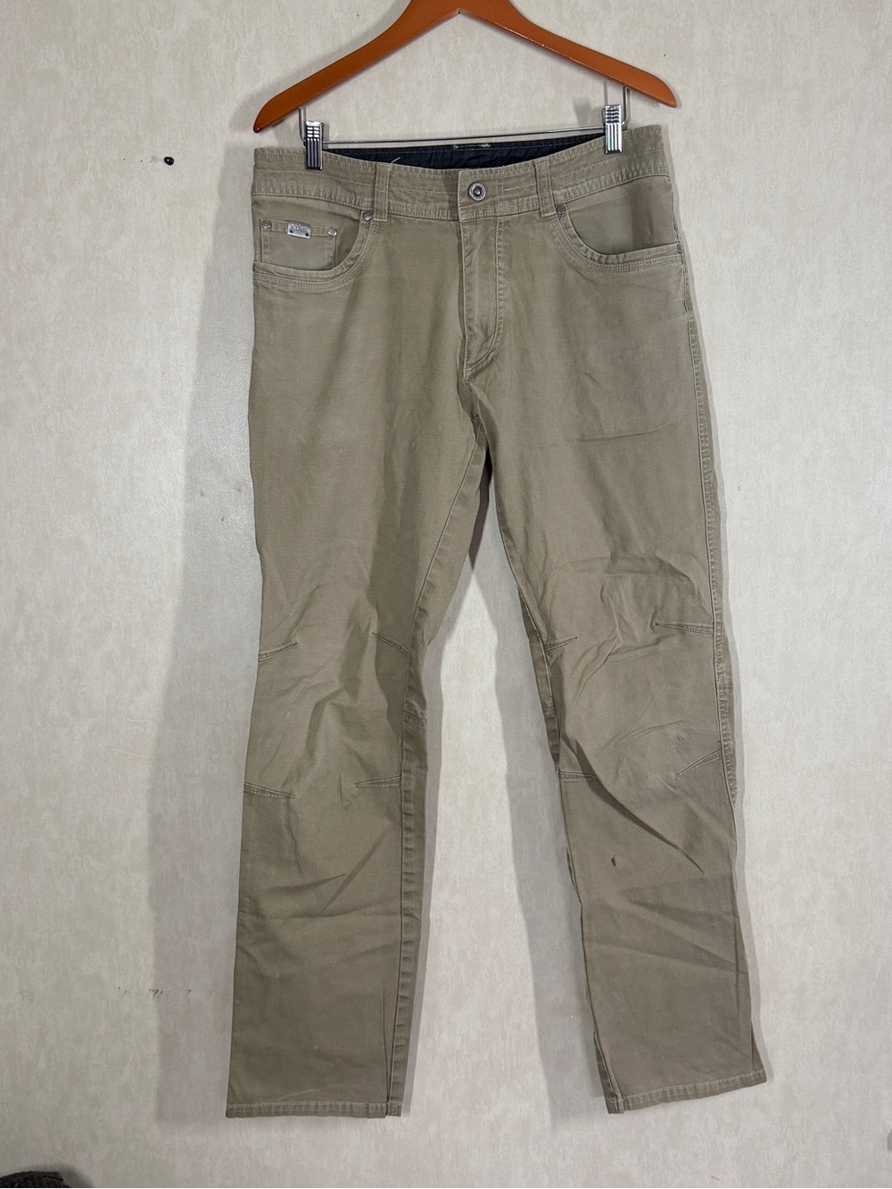 Kuhl Men’s Kanvus Pants Canvas Stretch Outdoor Hiking in Khaki Tan 35X34